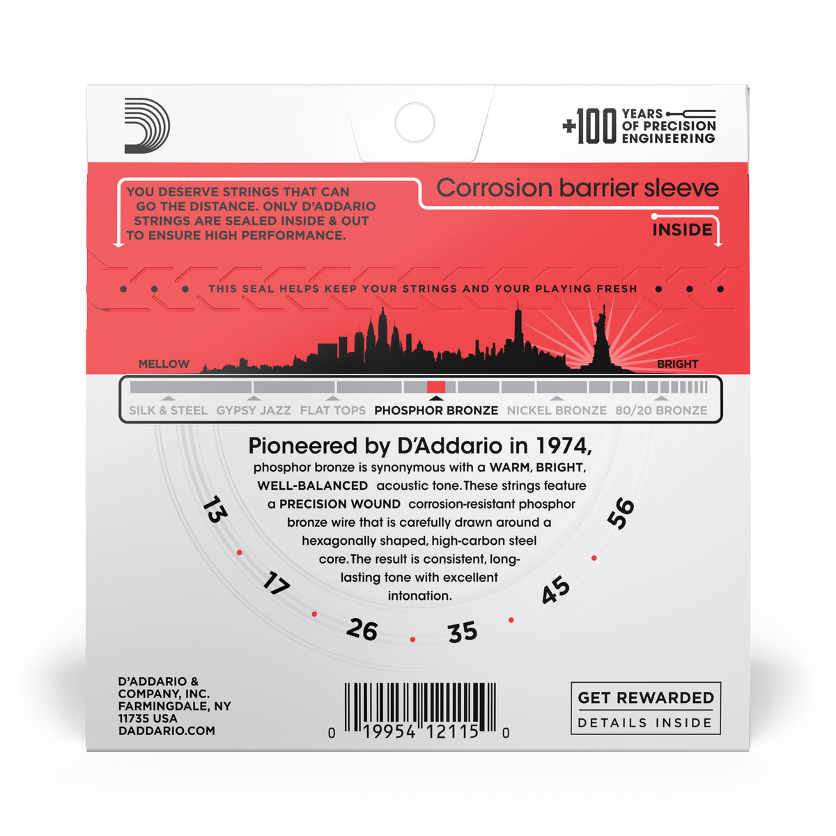 D'Addario EJ17 13-56 Medium Phosphor Bronze