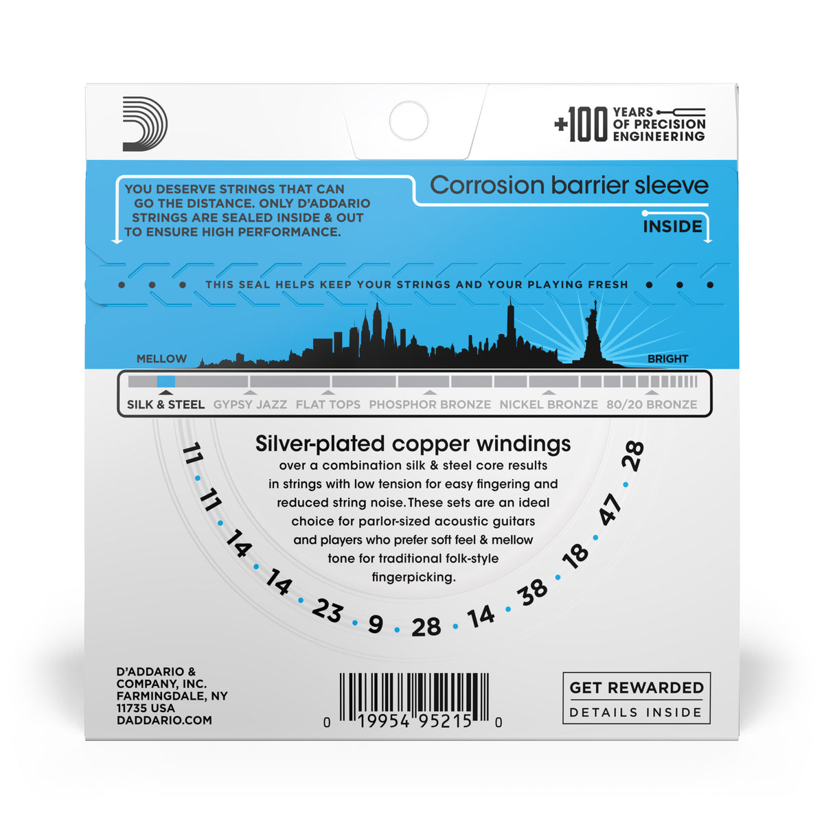 D&#39;Addario EJ35 11-47 Folk, 12-String, Silk &amp; Steel