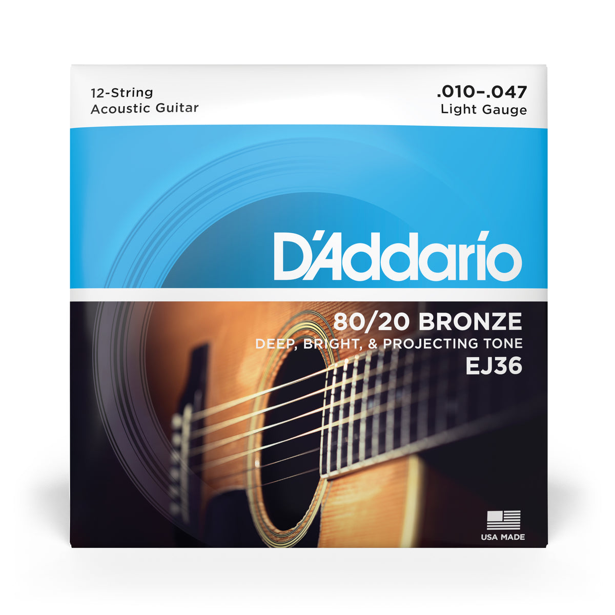 D&#39;Addario EJ36, 12-String, 80/20 Bronze, Light 10-47