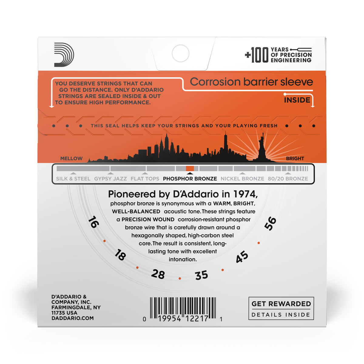 D'Addario EJ42 16-56 Resophonic, Phosphor Bronze