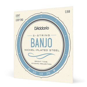 D'Addario EJ60, 5-String Banjo, Nickel, Light 09-20