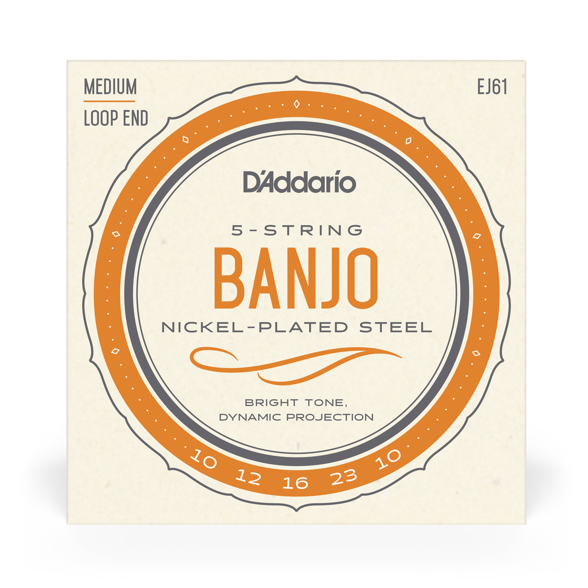 D'Addario EJ61, 5-String Banjo, Nickel, Medium 10-23