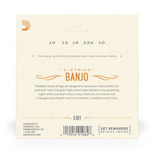 D'Addario EJ61, 5-String Banjo, Nickel, Medium 10-23