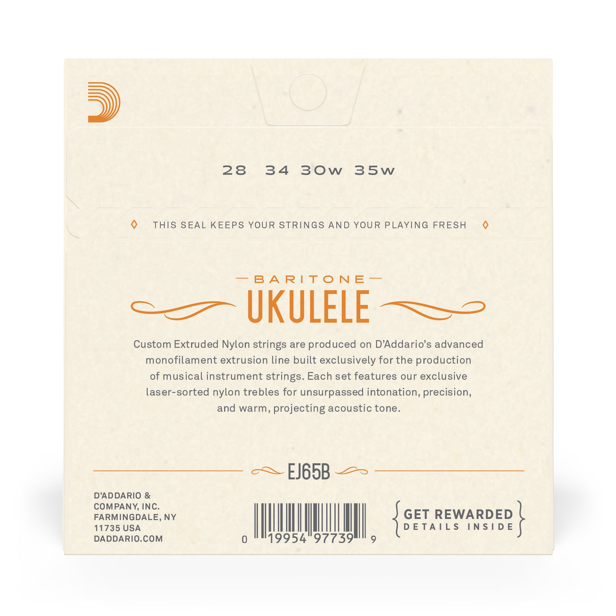 D'Addario EJ65B Baritone, Pro-Arte Custom Extruded Nylon, Ukulele