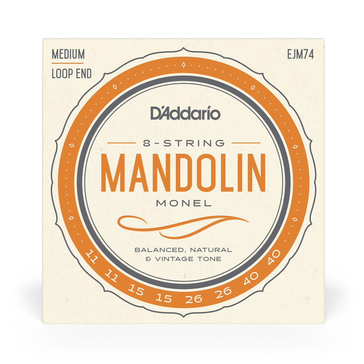 D&#39;Addario EJM74 11-40 Medium, Monel, Mandolin