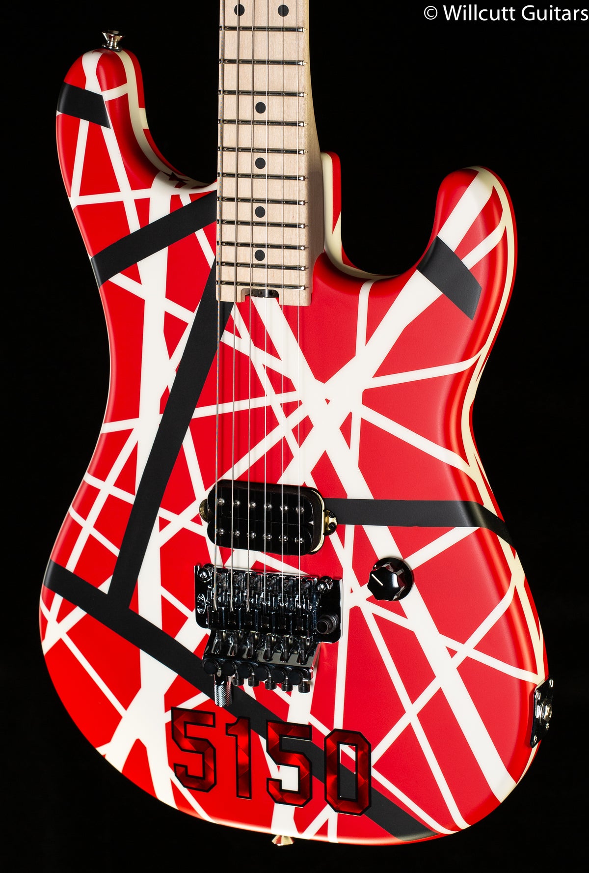EVH Striped Series 5150 Maple Fingerboard Red with Black and White Stripes (048)
