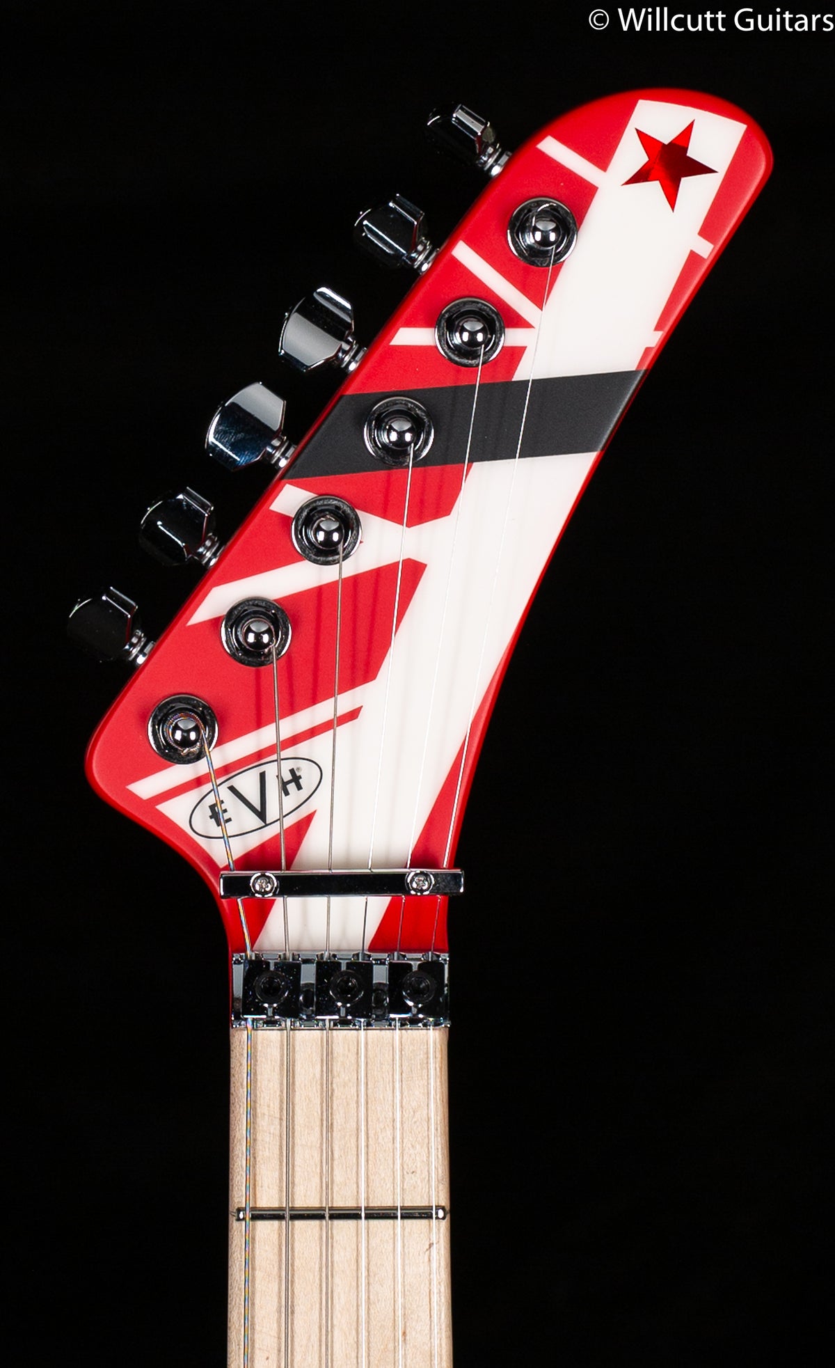 EVH Striped Series 5150 Maple Fingerboard Red with Black and White Stripes (048)