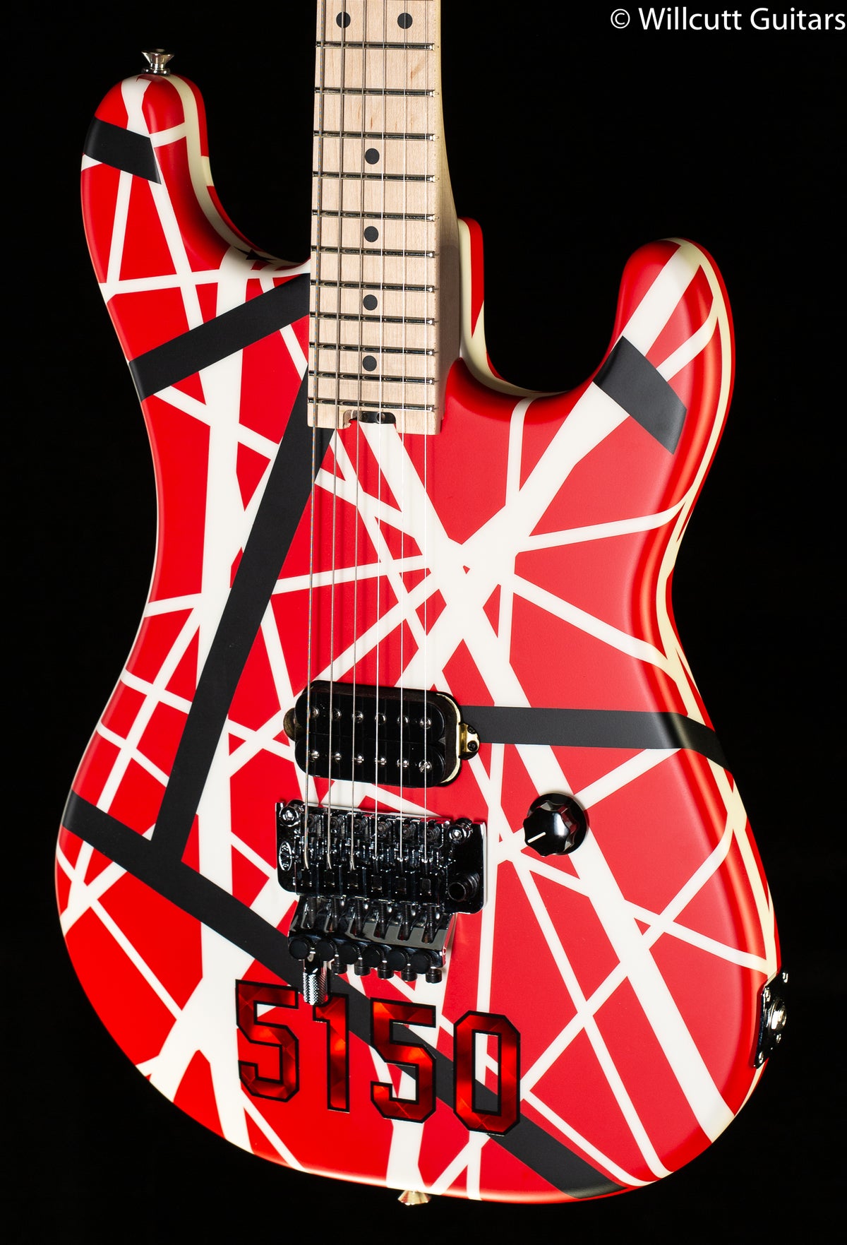 EVH Striped Series 5150 Maple Fingerboard Red with Black and White Stripes (377)