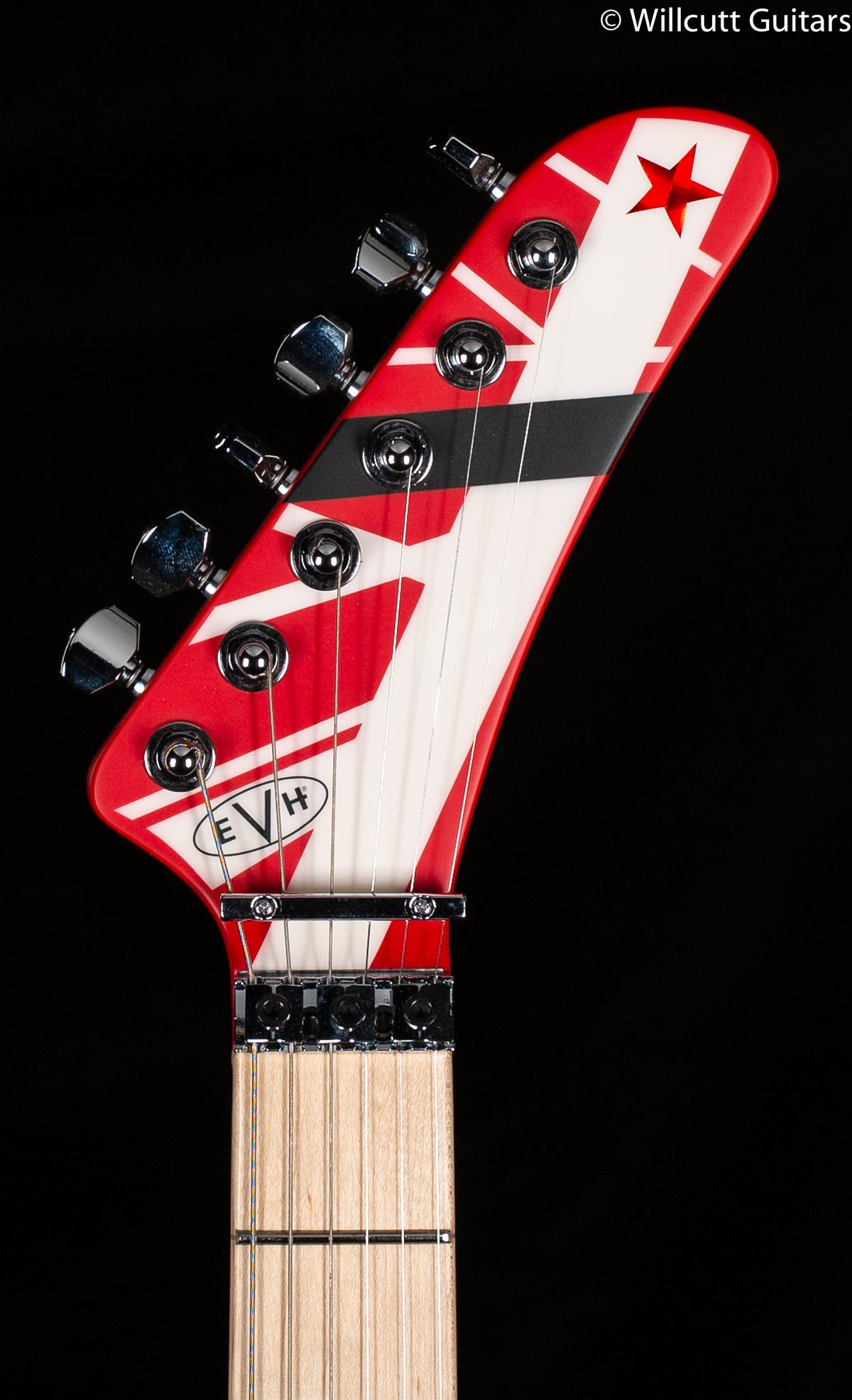 EVH Striped Series 5150 Maple Fingerboard Red with Black and White Stripes (377)
