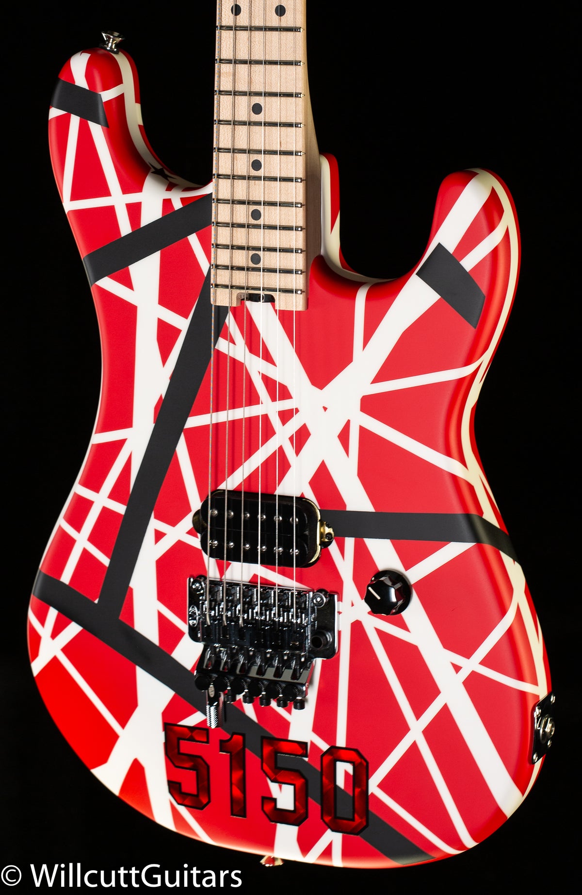 EVH Striped Series 5150 Maple Fingerboard Red with Black and White Stripes (101)