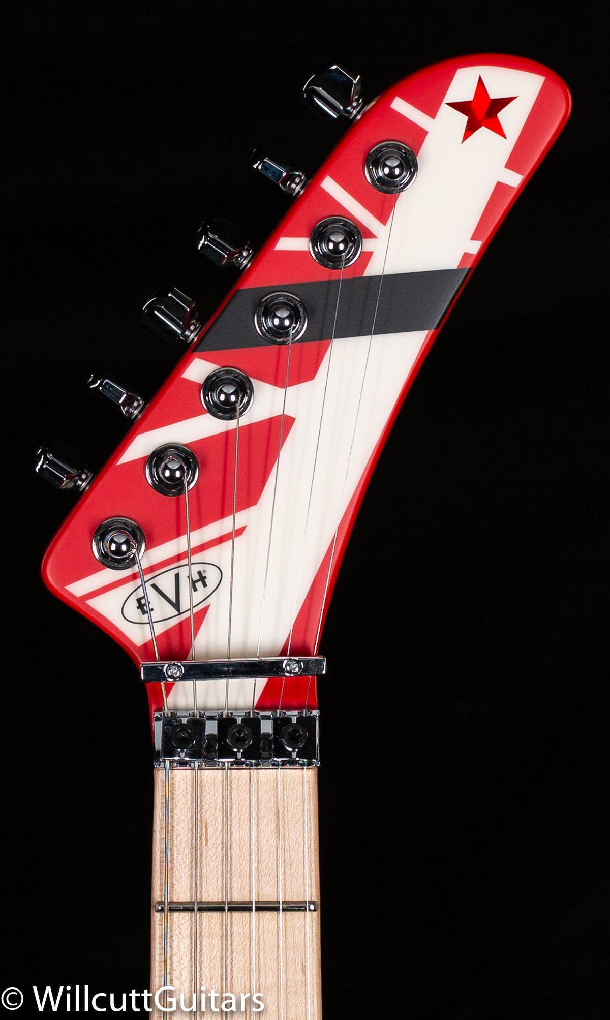 EVH Striped Series 5150 Maple Fingerboard Red with Black and White Stripes (101)