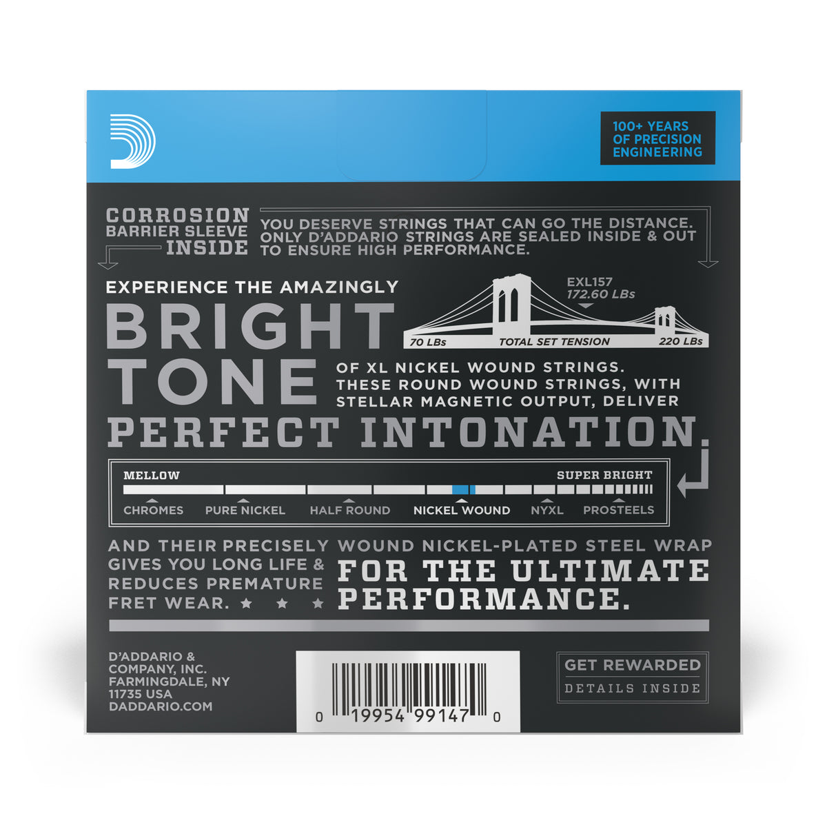 D&#39;Addario EXL157 14-68 Baritone Medium, XL Nickel