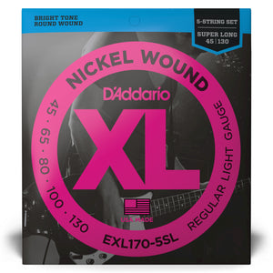 D'Addario EXL170-5SL 45-130 Light, 5-String, Super Long Scale, XL Nickel