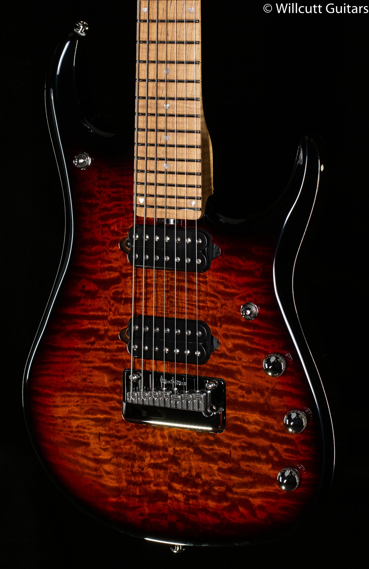 Ernie Ball Music Man JP15 7 string Tiger Eye Quilt Top (610)