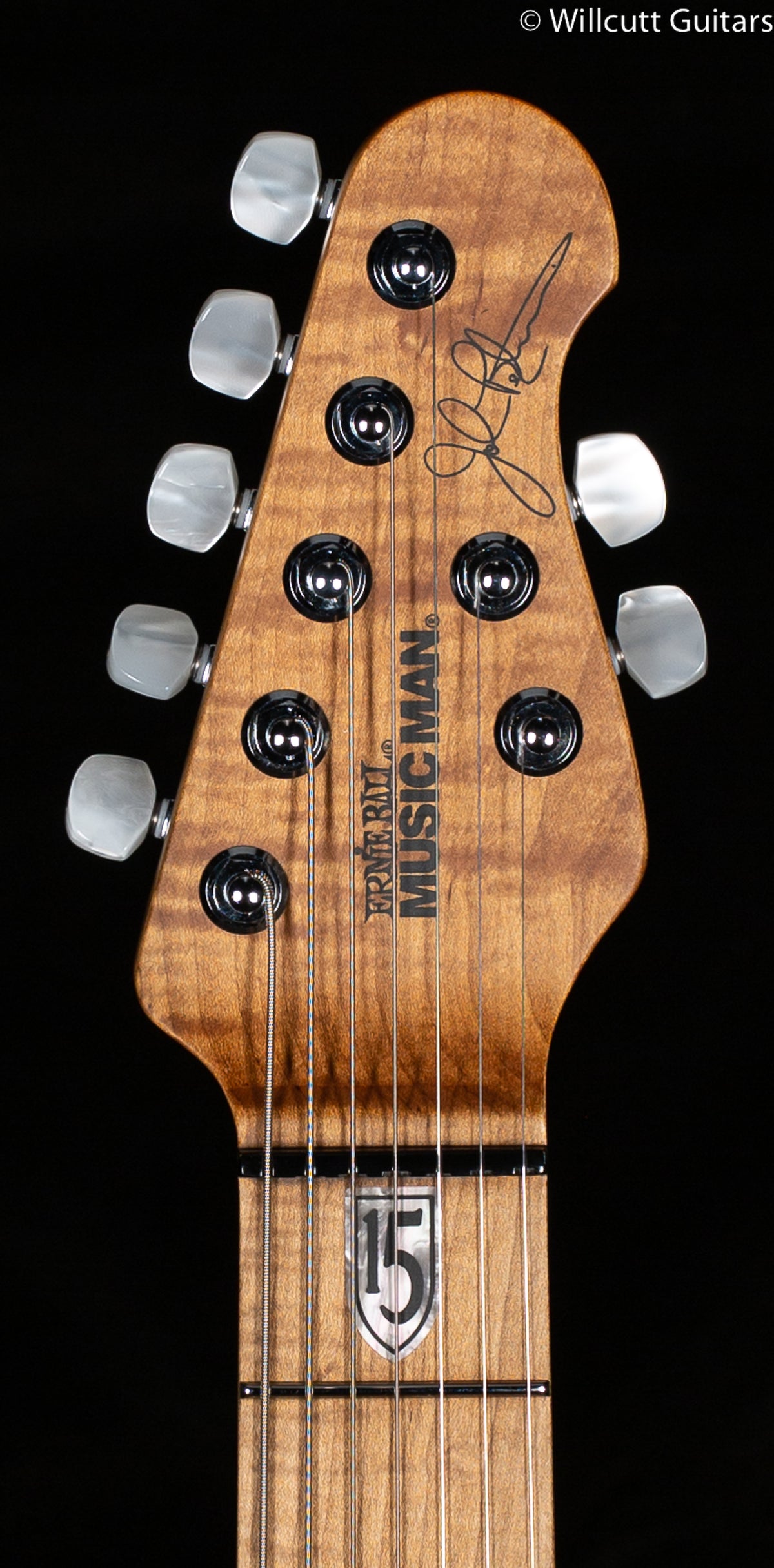 Ernie Ball Music Man JP15 7 string Tiger Eye Quilt Top (610)