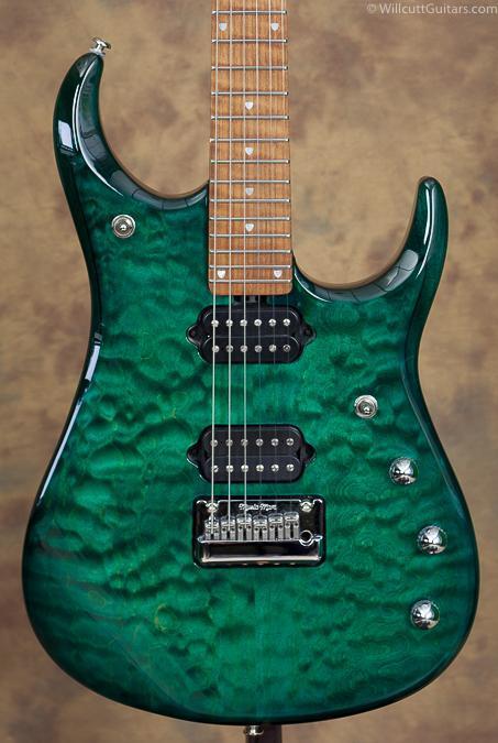 Ernie Ball Music Man JP15, Quilt Teal Burst B-Stock - Willcutt Guitars