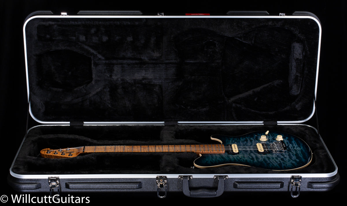 Ernie Ball Music Man Axis Super Sport HH Trem Yucatan Blue Quilt