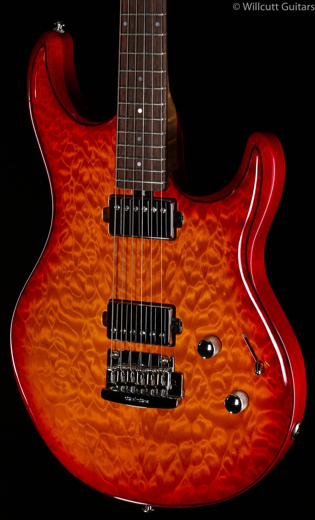 Ernie Ball Music Man Luke III HH Maple Top Cherry Burst Quilt