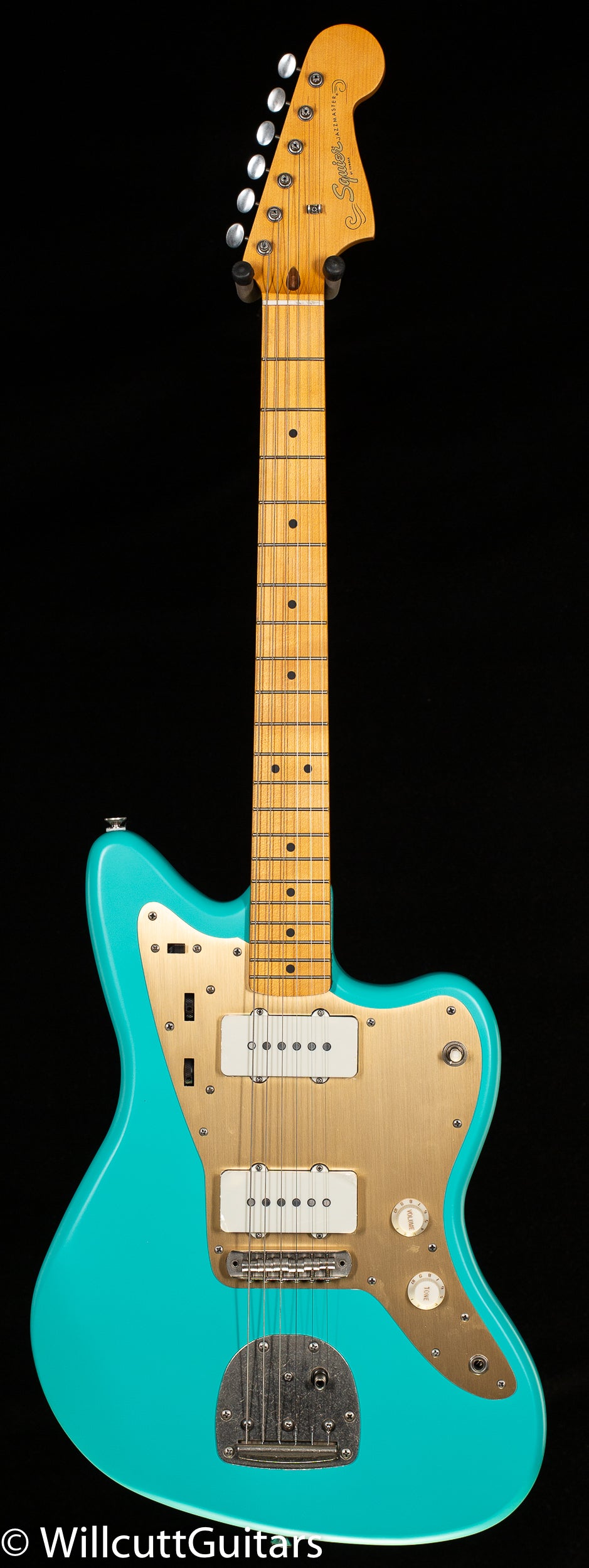 Squier 40th Anniversary Jazzmaster Vintage Edition Maple Fingerboard, Gold Anodized Pickguard, Satin Sea Foam Green (610)