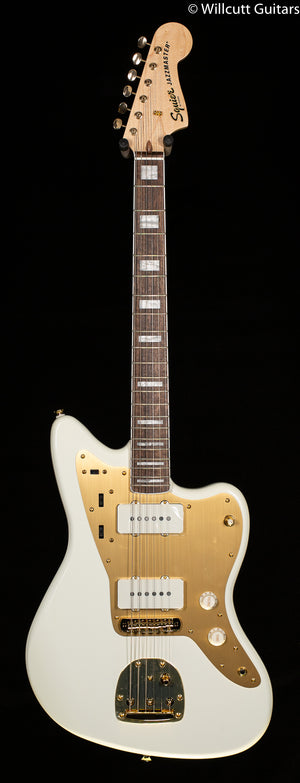 Squier 40th Anniversary Jazzmaster Gold Edition Laurel Fingerboard Gold Anodized Pickguard Olympic White