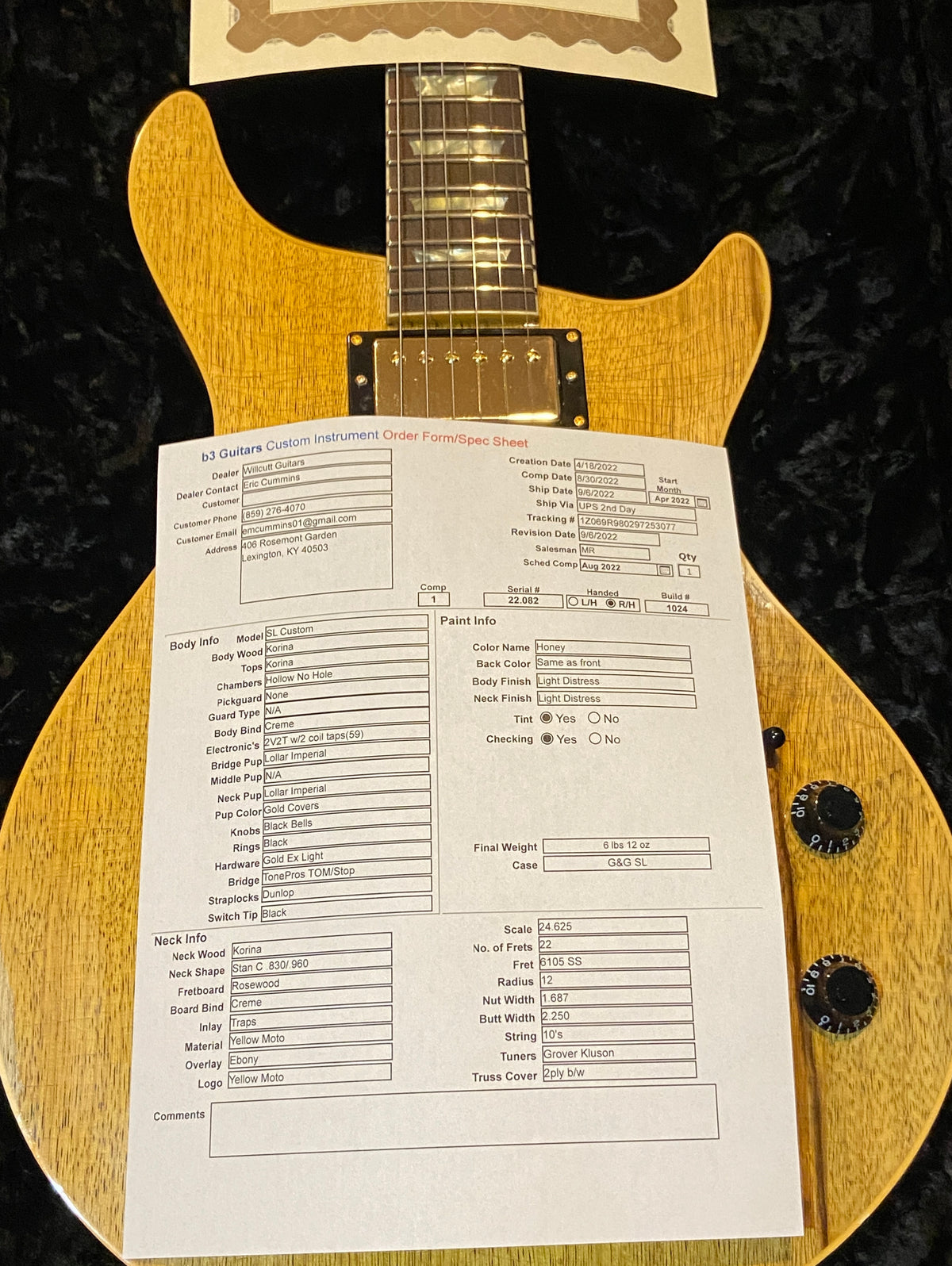 B3 Gene Baker SL Custom Korina (082)