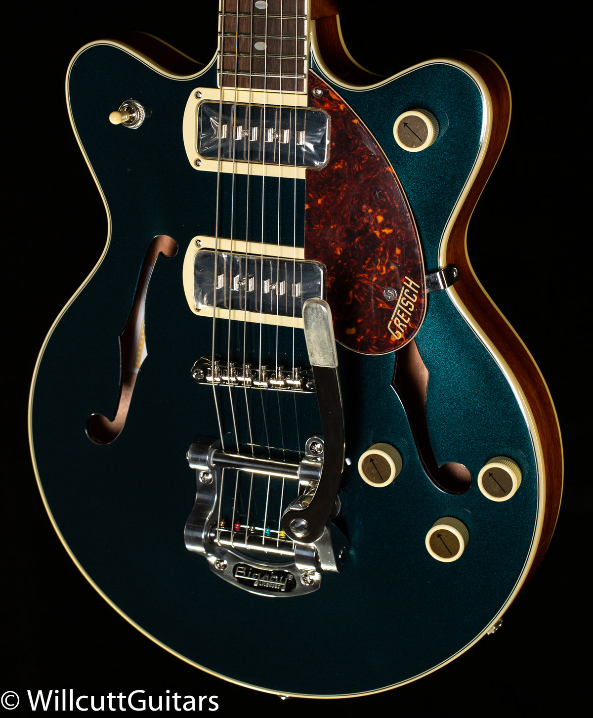 Gretsch G2655T-P90 Streamliner Center Block Jr. Double-Cut P90 with Bigsby Two-Tone Midnight Sapphire and Vintage Mahogany Stain
