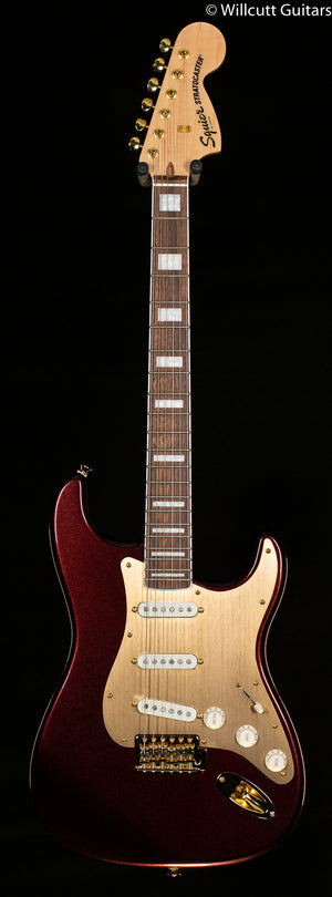Squier 40th Anniversary Stratocaster Gold Edition Laurel Fingerboard Gold Anodized Pickguard, Ruby Red Metallic (773)