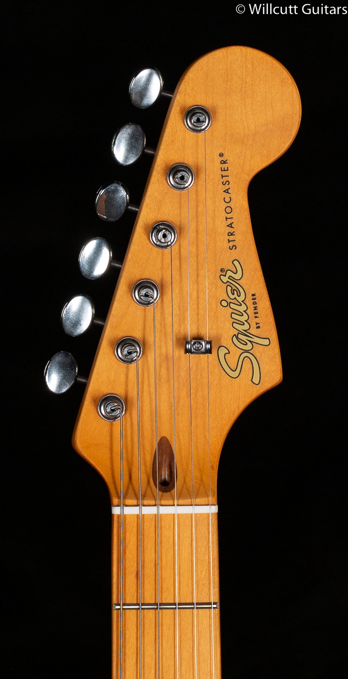 Squier 40th Anniversary Stratocaster, Vintage Edition, Maple Fingerboard, Gold Anodized Pickguard, Satin Sonic Blue (650)