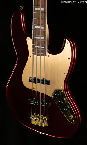 Squier 40th Anniversary Jazz Bass Gold Edition Laurel Fingerboard Ruby Red Metallic (821)