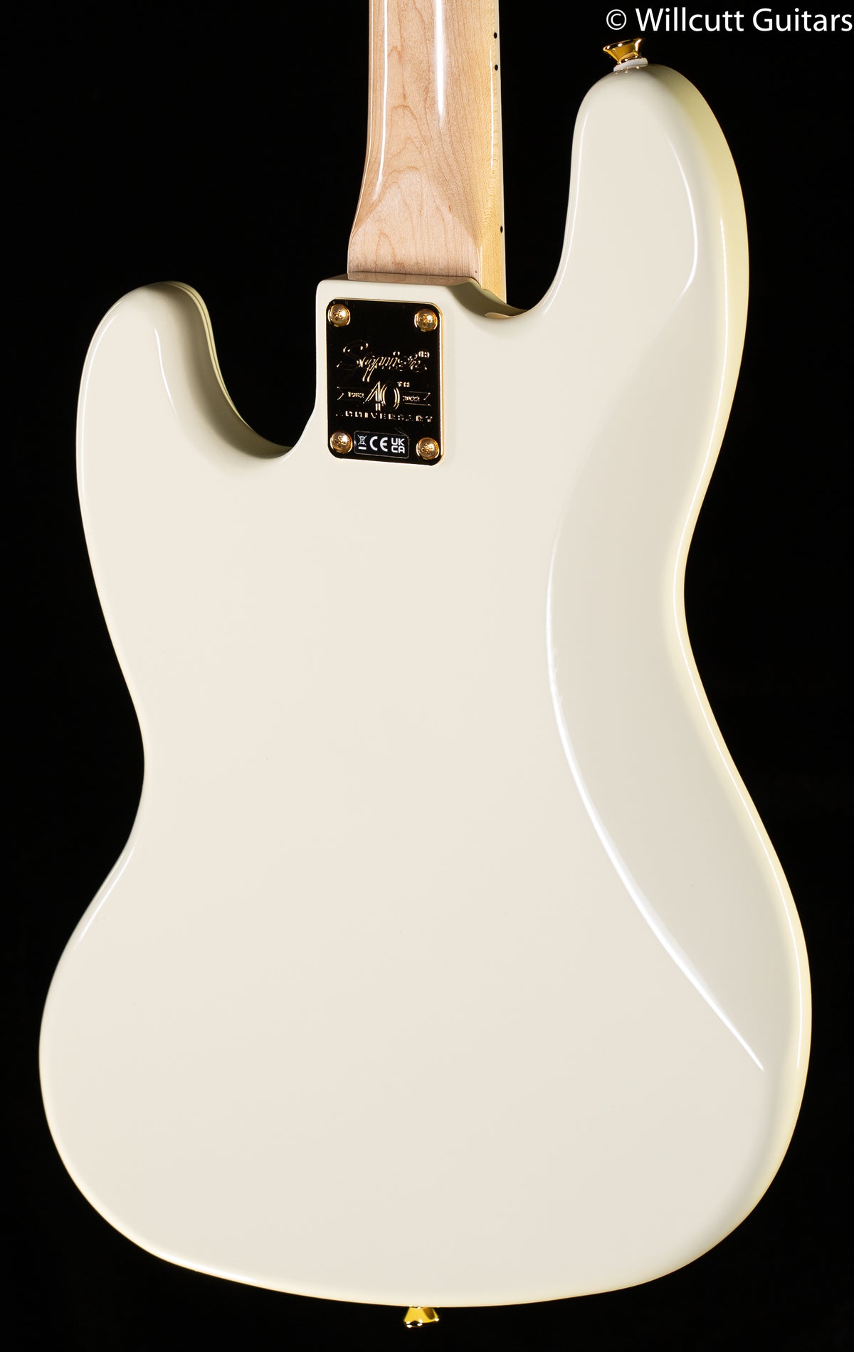 Squier 40th Anniversary Jazz Bass Gold Edition Laurel Fingerboard Gold Anodized Pickguard Olympic White Bass Guitar