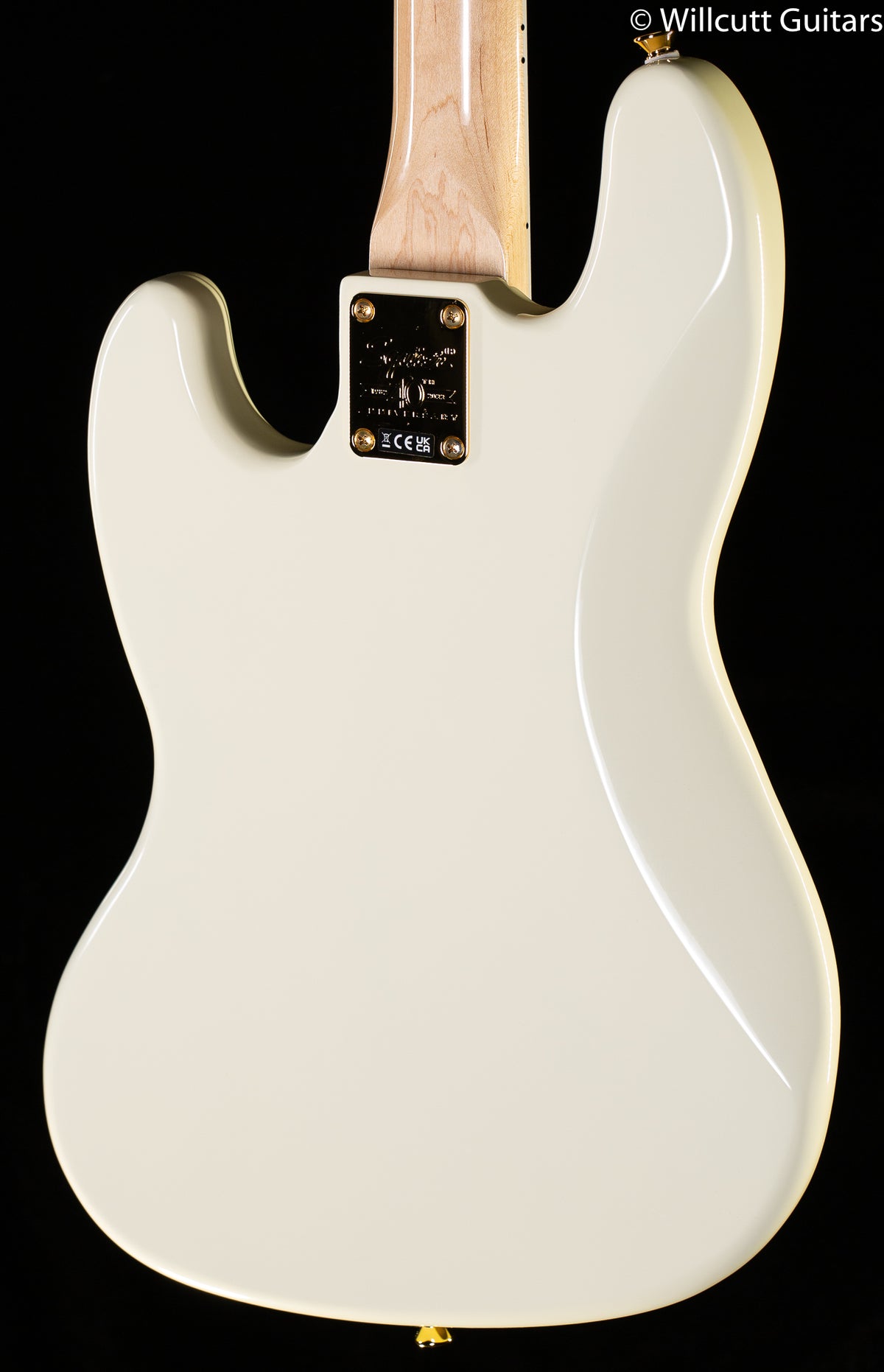 Squier 40th Anniversary Jazz Bass Gold Edition Laurel Fingerboard Gold Anodized Pickguard Olympic White Bass Guitar