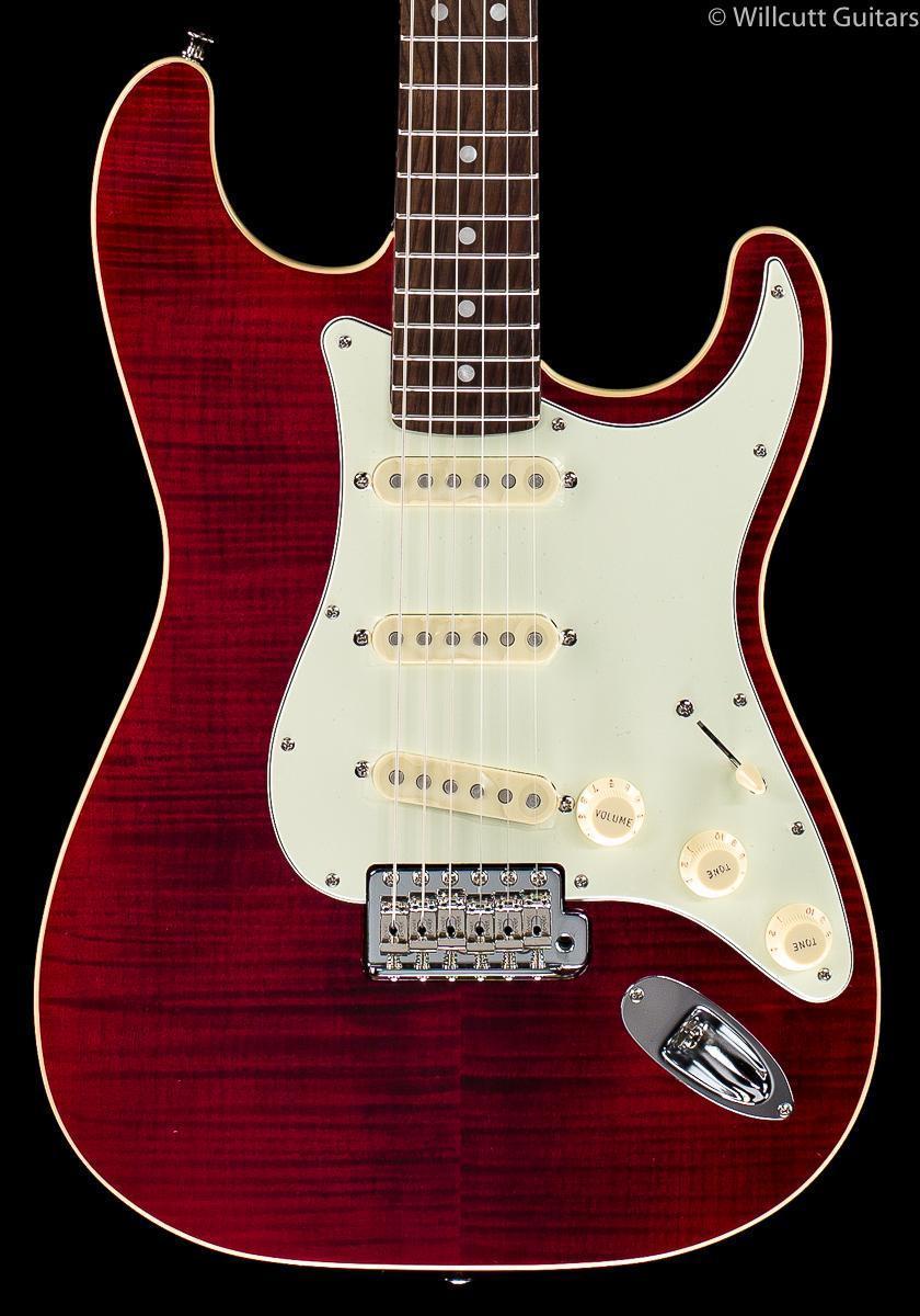 Fender LIMITED EDITION AERODYNE Classic Strat Flame Maple Top Crimson Red Trans