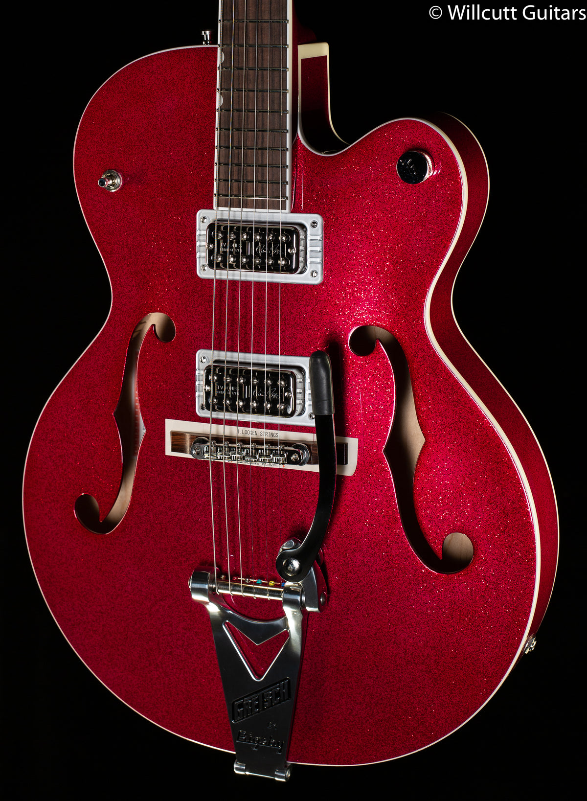 Gretsch G6120T-HR Brian Setzer Signature Hot Rod Hollow Body with Bigsby Magenta Sparkle Rosewood Fingerboard