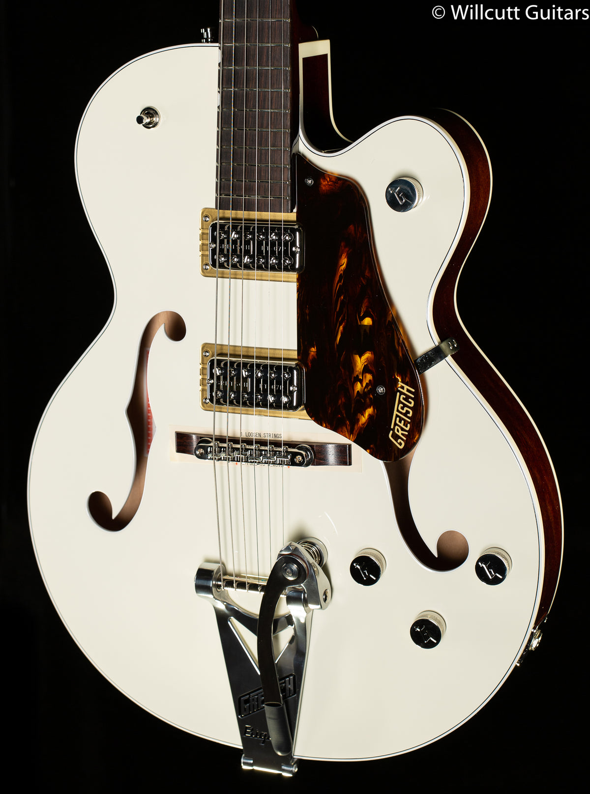 Gretsch G6118T Players Edition Anniversary Hollow Body with String-Thru Bigsby Two-Tone Vintage White