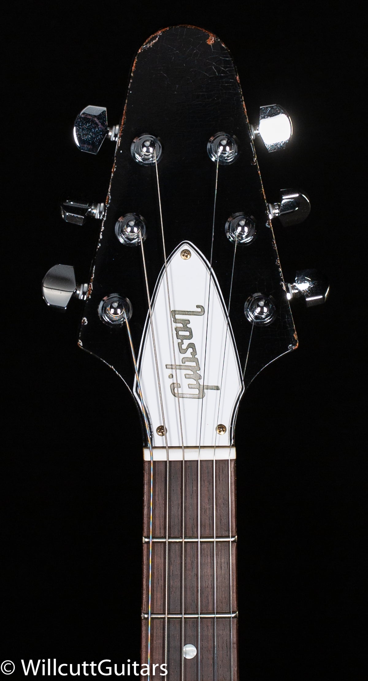 Gibson Custom Shop Kirk Hammett 1979 Flying V Ebony Murphy Lab Replica Aged Chrome Ebony (021)