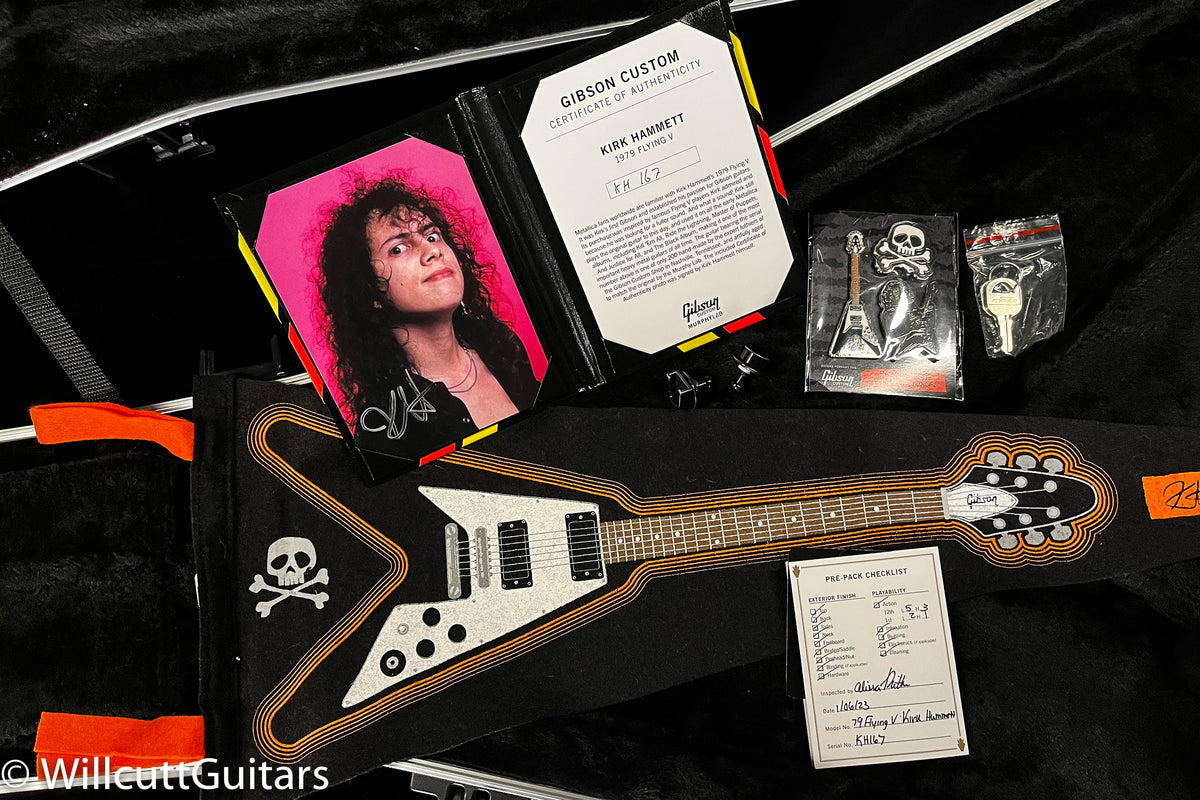 Gibson Custom Shop Kirk Hammett 1979 Flying V Ebony Murphy Lab Replica Aged Chrome Ebony (167)
