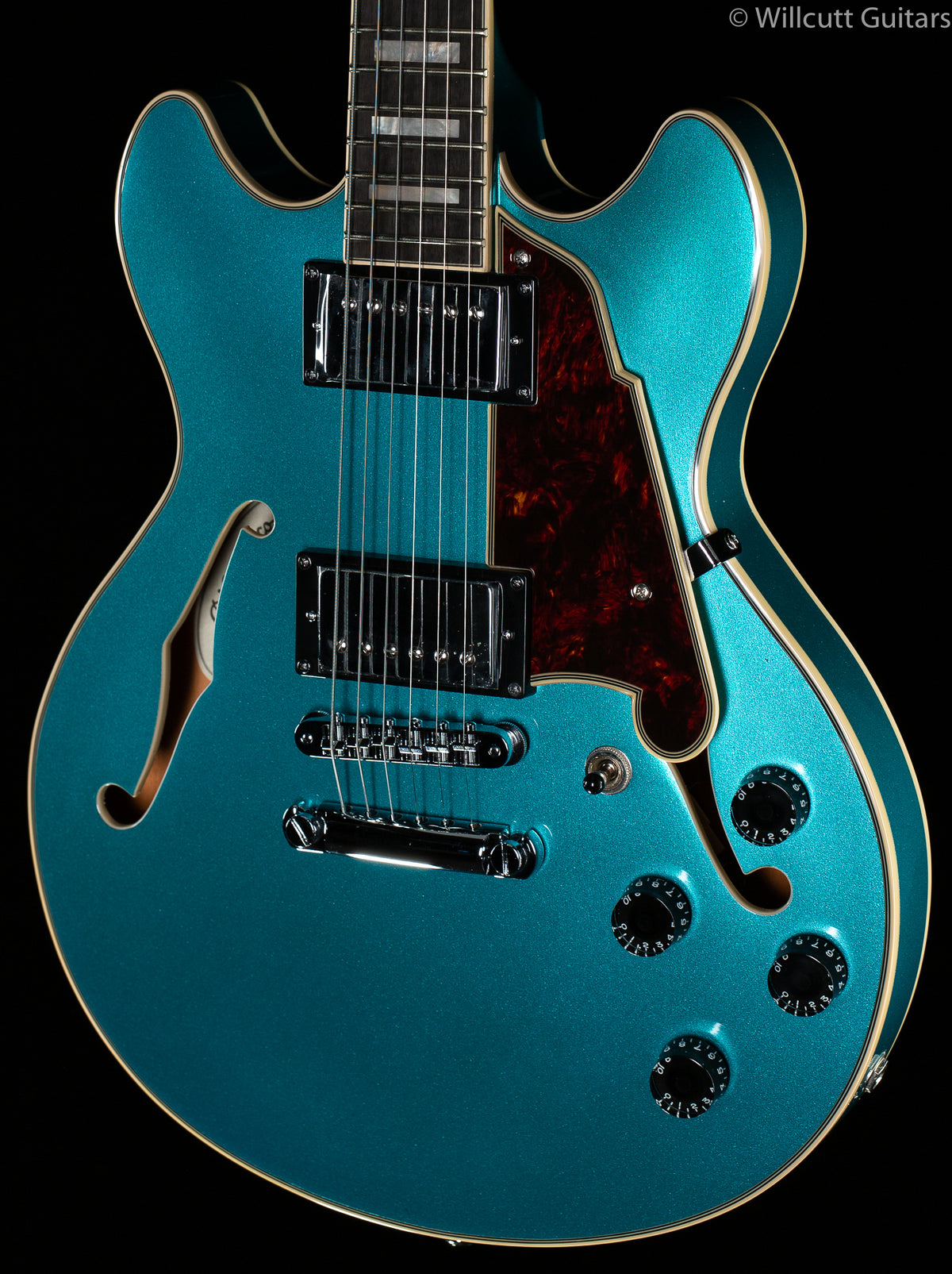 D&#39;Angelico Premier Mini DC Hollowbody Electric Guitar Ocean Turquoise
