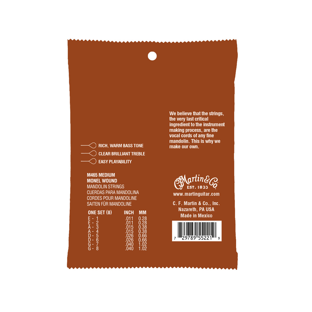 Martin Monel Mandolin Strings - .011-.040 Medium