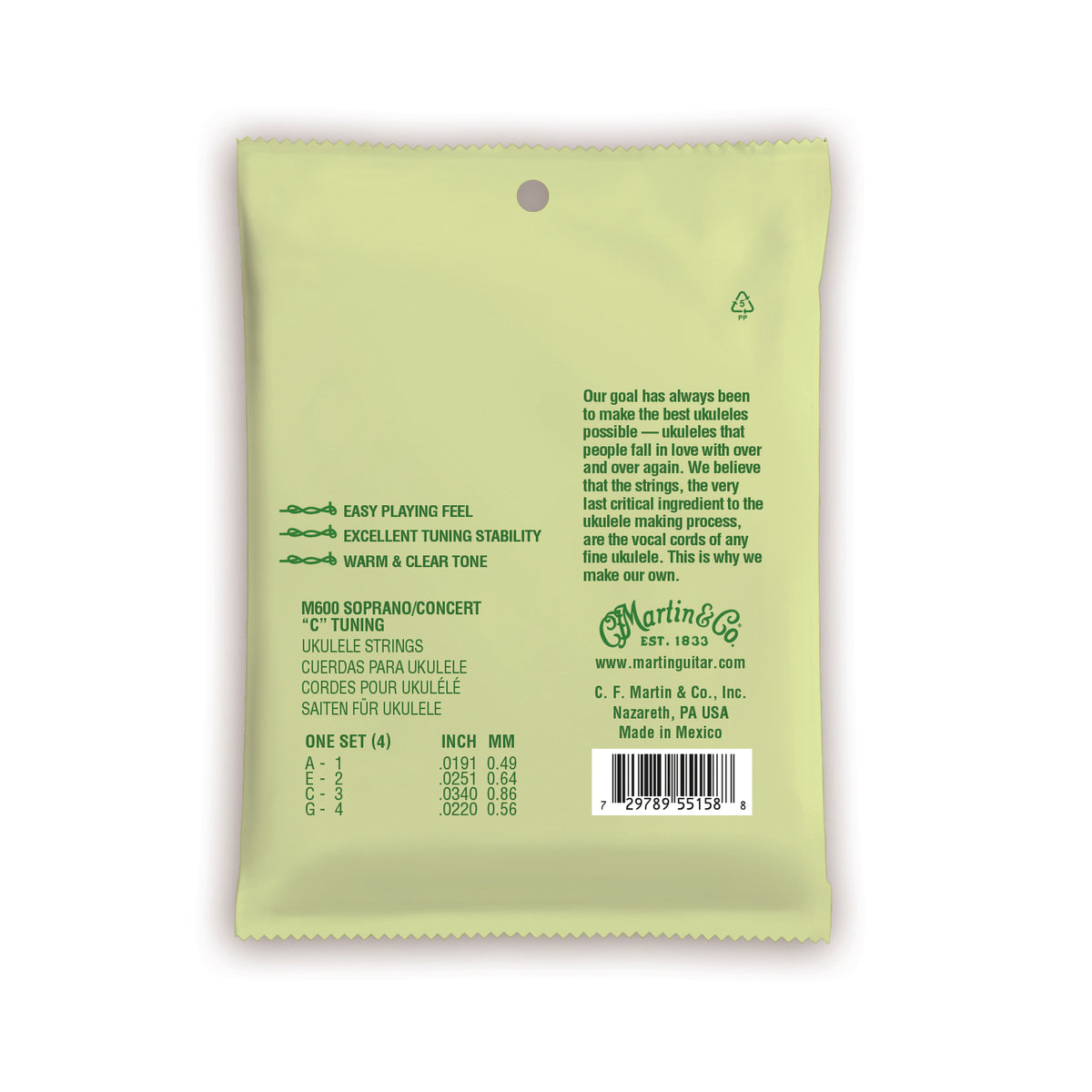 Martin Clear Fluorocarbon Ukulele Strings - Soprano/Concert