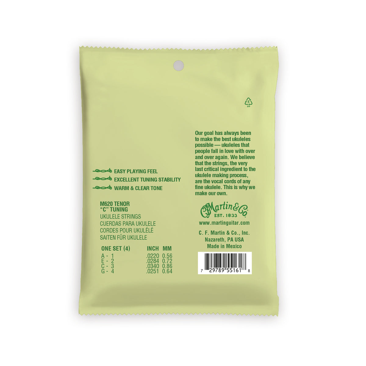 Martin Clear Fluorocarbon Ukulele Strings - Tenor