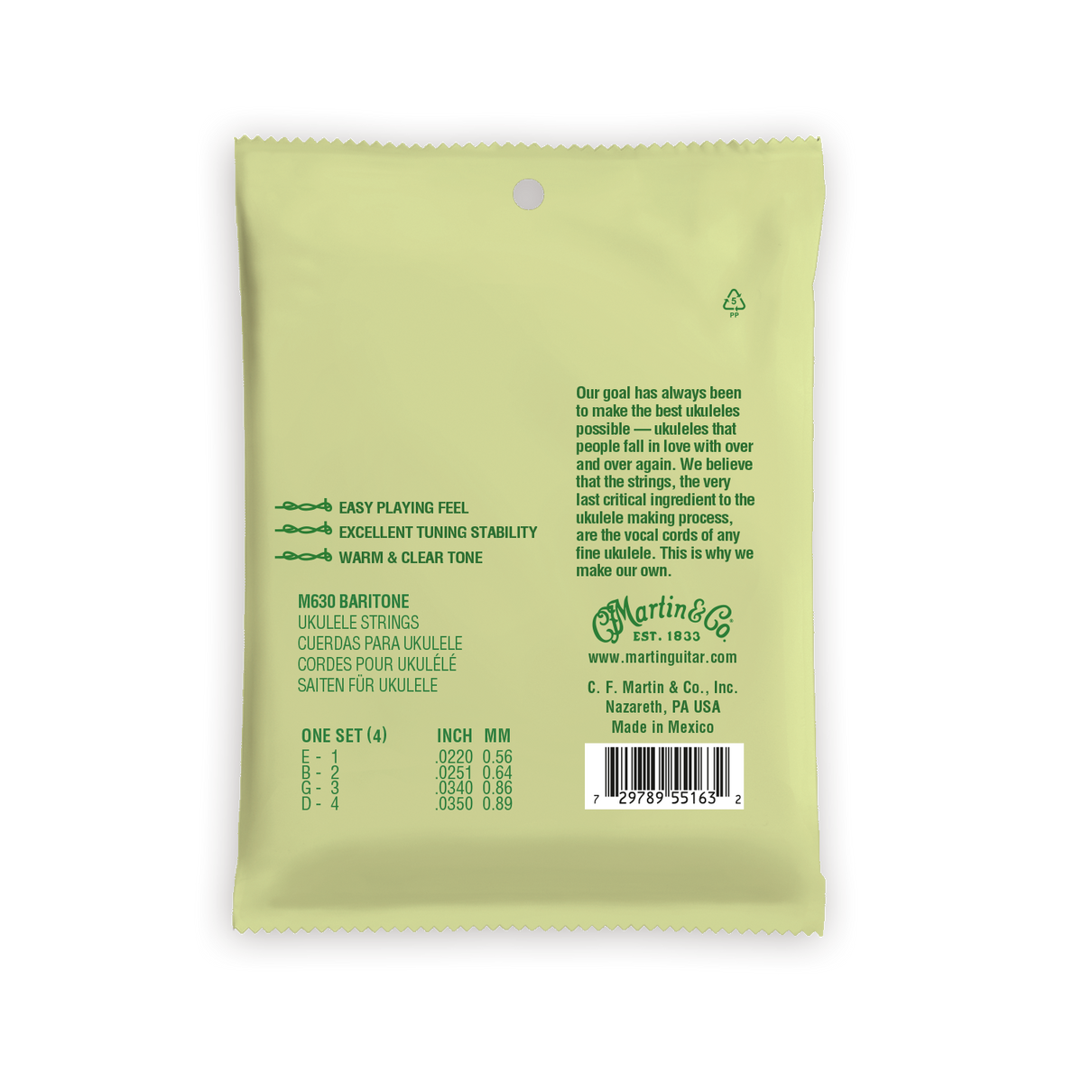 Martin Clear Fluorocarbon Ukulele Strings - Baritone