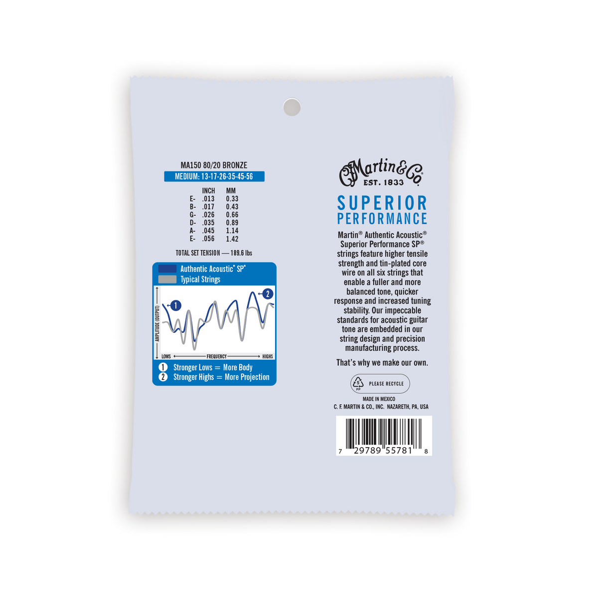 Martin Authentic Acoustic SP 80/20 Bronze Guitar Strings -.013-.056 Medium