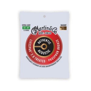 Martin Authentic Acoustic Lifespan 2.0 Phosphor Bronze Guitar Strings -.010-.047 Extra Light 12-String