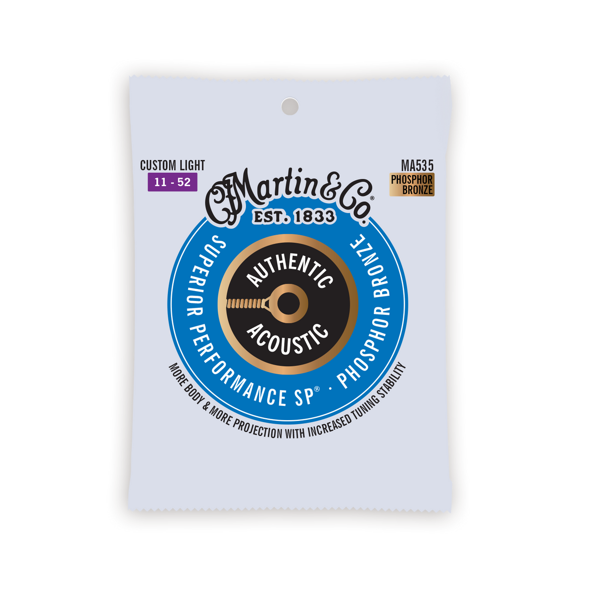 Martin Authentic Acoustic SP Phosphor Bronze Guitar Strings -.011-.052 Custom Light