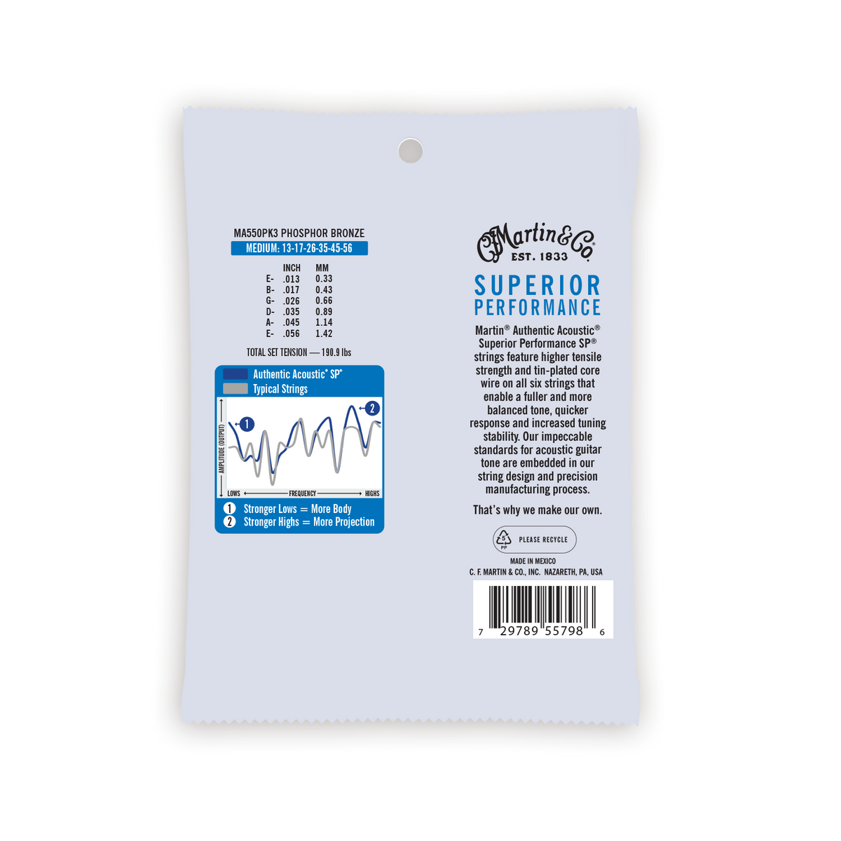 Martin Authentic Acoustic SP Phosphor Bronze Guitar Strings -.013-.056 Medium