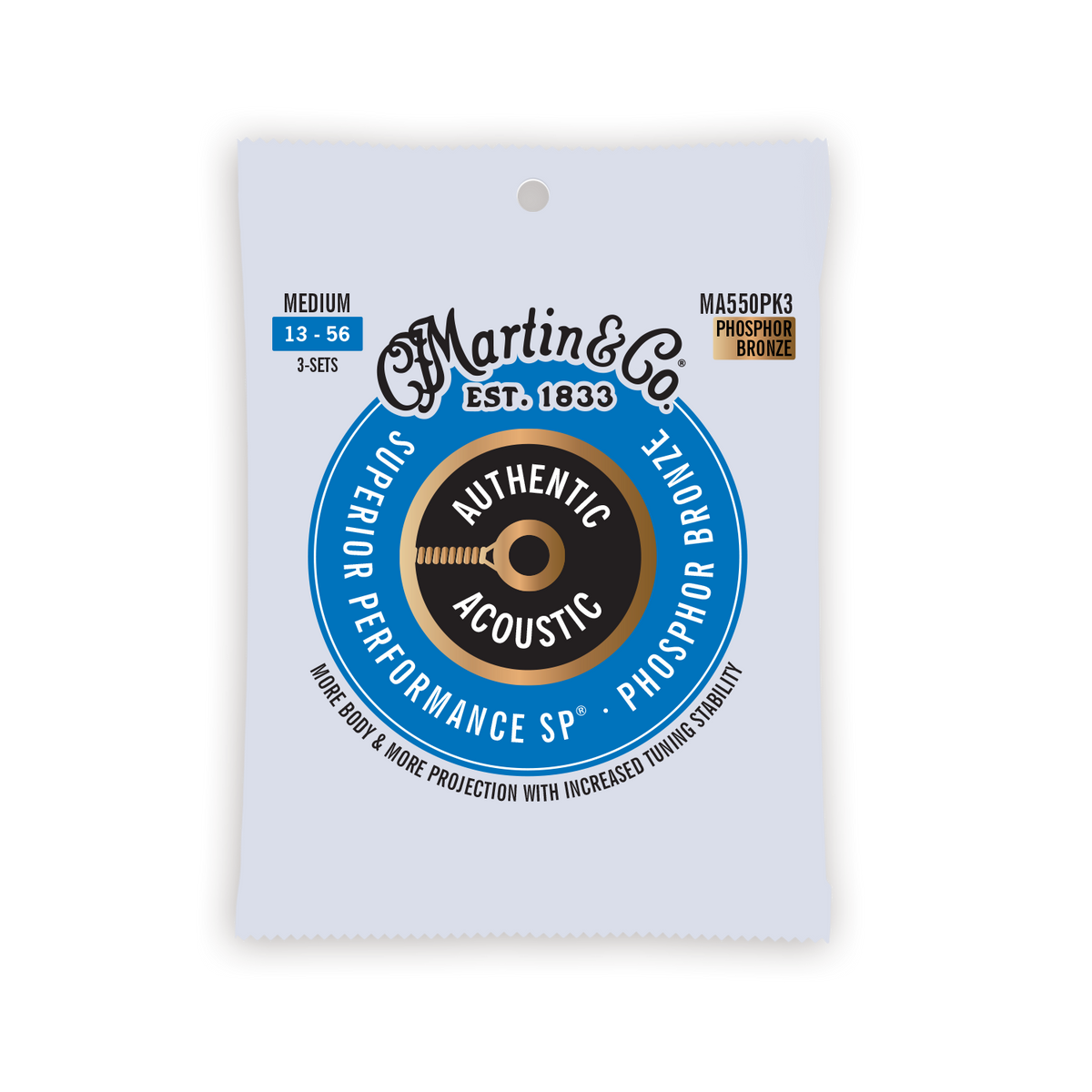 Martin Authentic Acoustic SP Phosphor Bronze Guitar Strings -.013-.056 Medium
