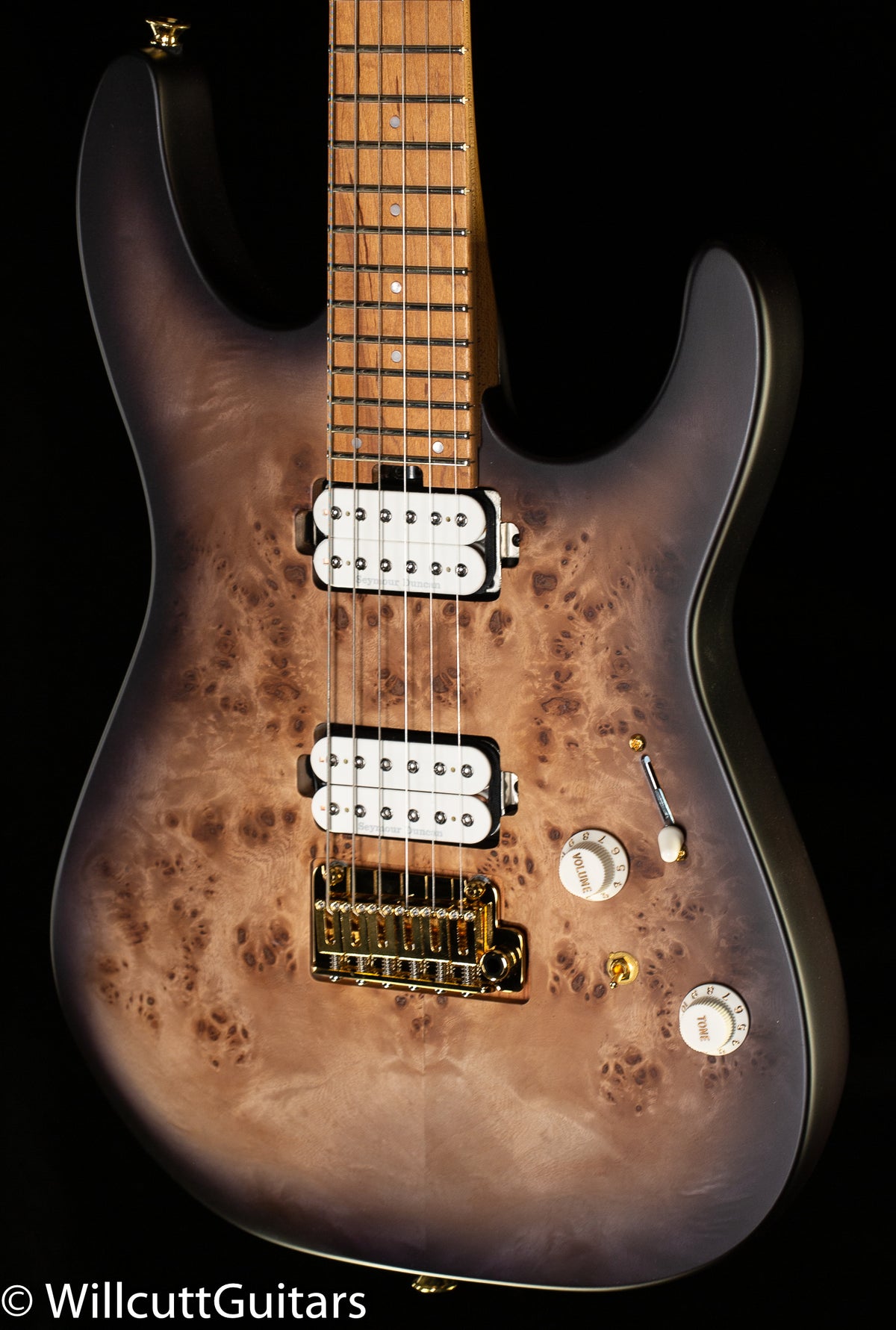 Charvel Pro-Mod DK24 HH 2PT CM Poplar Burl Caramelized Maple Fingerboard Transparent Black Burst (268)