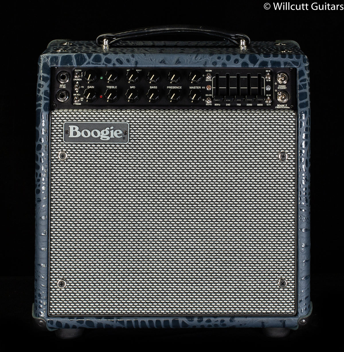 Mesa Boogie Mark Five 25 1X10 Combo Navy Croco Embossed Leather, Black Corners
