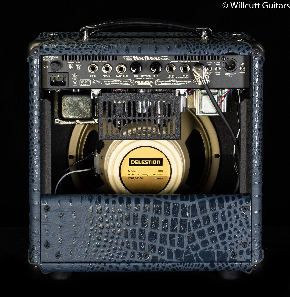 Mesa Boogie Mark Five 25 1X10 Combo Navy Croco Embossed Leather, Black Corners