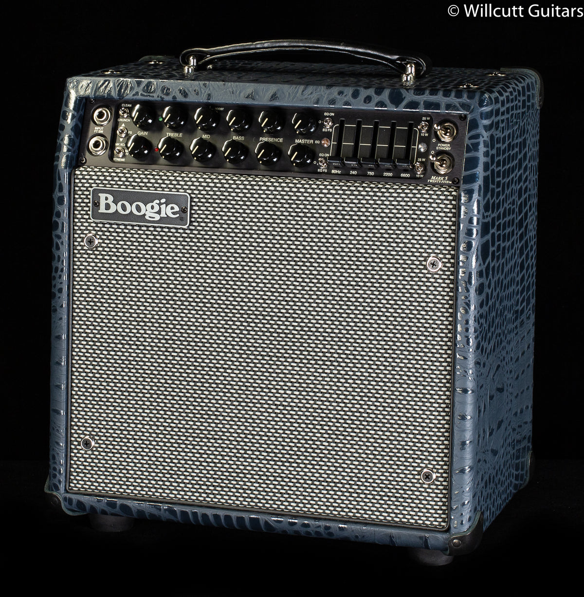 Mesa Boogie Mark Five 25 1X10 Combo Navy Croco Embossed Leather, Black Corners
